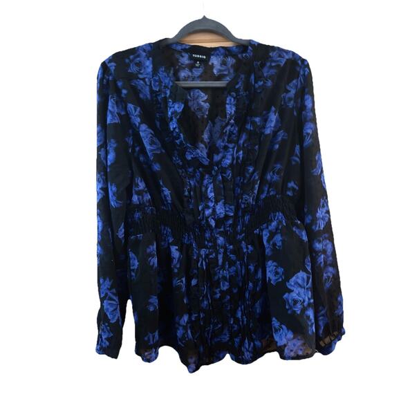 Torrid 0 Chiffon Shear Blouse Swiss Dot Purple Rose Whimsygoth Fairygoth - Picture 1 of 7
